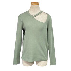 Just Female Rancho is Tee Ribbed Top NWT Cut Out Long Sleeve Sea Spray Green L